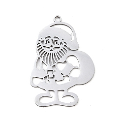 Santa Claus Рождественские 201 подвески из нержавеющей стали, Дед Мороз, 34x23x1 мм, отверстие : 1.8 мм