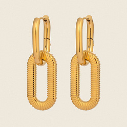 Настоящее золото 18K 304 полые овальные серьги-кольца из нержавеющей стали, реальный 18 k позолоченный, 42x13.6 мм