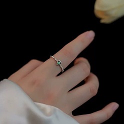 Platinum Brass Micro Pave Cubic Zirconia Finger Rings for Women, Teardrop, Platinum, 15~20mm
