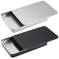 (52) Непрозрачная лаванда 2 шт. жестяные коробки для хранения безделушек с раздвижной крышкой, прямоугольные, разноцветные, 16.8x10.3x1.95 см, 1 шт / цвет