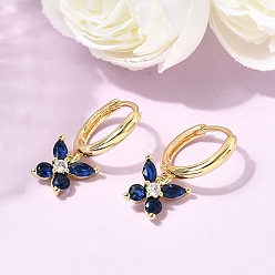 Настоящее золото 18K Серьги-кольца с бабочками из латуни с микропаве из кубического циркония, долговечный, стойки покрытие, без свинца и без кадмия, реальный 18 k позолоченный, 22.5x9.5 мм