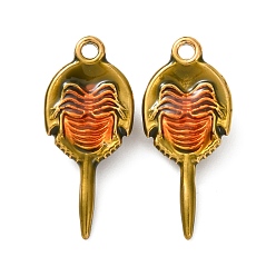 Настоящее золото 18K 304 нержавеющей стальной эмали подвески, амулеты в виде мечехвоста, ионное покрытие (ip), реальный 18 k позолоченный, 24x10.5x5 мм, отверстие : 1.5 мм