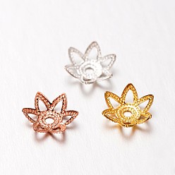 (52) Непрозрачная лаванда 6-лепесток из латуни шарик крышки, без свинца, разноцветные, 7.5x2 мм, отверстие : 1 мм