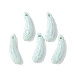 Светло-голубой Подвески из натурального радужного алашанского агата, окрашенные, прелести из перьев, светло-голубой, 16.5~17x4.5~5.5x2.5~3 мм, отверстие : 1.2 мм