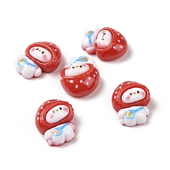 (123L) Белый крем непрозрачный блеск Непрозрачные кабошоны из смолы, кролик в шляпе, огнеупорный кирпич, 22.5x18x9 мм