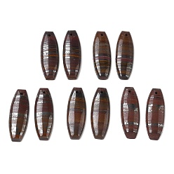 Oval Подвески из железа с изображением тигра из натурального дерева, подходящие геометрические подвески, овальные амулеты, 38~38.5x13~13.5x4x4~4.5 мм, отверстие : 1.4~1.6 мм