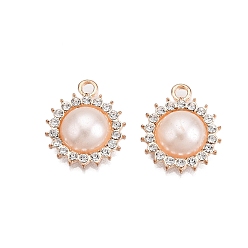 Кристалл Подвески из сплава и страза, с ABS имитации жемчуга, без кадмия и без свинца, , кристалл, 19.5x16x5 мм, отверстие : 2 мм