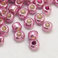 Orchid Glass Seed Beads, Dyed Colors, Round, Orchid, Size: about 4mm in diameter, hole:1.5mm