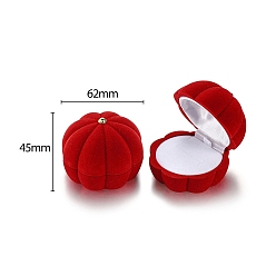 Красный Бархатные кольца шкатулка для драгоценностей, тыква, красные, 6.2x6.2x4.5 см