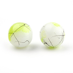 Green Yellow Drawbench & Baking Paint Glass Beads Strands, Round, Green Yellow, 4mm, Hole: 1.1~1.3mm, about 200pcs/strand, 31.4 inch