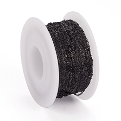 Electrophoresis Black 304 кабельные цепи из нержавеющей стали, тонкие цепочки с алмазной огранкой, пайки, граненые, с катушкой, овальные, электрофорез черный, 1.5x0.9x0.2 мм, около 32.8 футов (10 м) / рулон