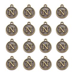 Letter N Сеттинги для кулона(кабошонов), сплав, для эмали, без кадмия и без свинца, плоские круглые с буквы, античная бронза, letter.n, 14x12x2 мм, отверстие : 1.5 мм