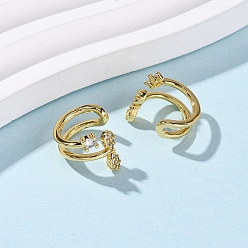 Настоящее золото 18K Латунные серьги-манжеты из прозрачного кубического циркония, звезда, реальный 18 k позолоченный, 14.5x12x10 мм