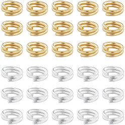 Золотой & Серебряный 160шт. 2 цвета латунные разъемные кольца, без свинца и без кадмия, кольца с двойной петлей, золотой и серебряный, 21 датчик, 5x2 мм, внутренний диаметр: 3.5 мм, 80шт/цвет
