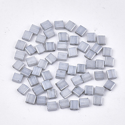 Светло-серый 2 бисер матовый стеклянный непрозрачный, окрашенные, прямоугольные, светло-серый, 5x4.5~5.5x2~2.5 мм, отверстие : 0.5~0.8 мм
