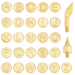 Золотой Наборы латунных наконечников для выжигания по дереву, дровяной инструмент, железный наконечник, для пирографии, буквы, золотые