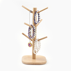 BurlyWood Bamboo Bracelet Displays, Bamboo Mug Rack Tree, Multifunction Jewelry Display Stand, BurlyWood, 16x16x35.5cm