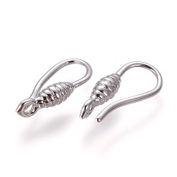 Platinum Brass Earring Hooks, with Vertical Loop, Platinum, 13.5x6x2.5mm, Hole: 1.2mm, 20 Gauge, Pin: 0.8mm