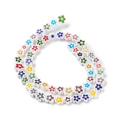 White Handmade Millefiori Glass Bead Strands, Flower, White, 6.4~9x3.2mm, Hole: 1mm, about 56pcs/Strand, 15.75''(40cm)