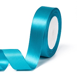 Deep Sky Blue Single Face Satin Ribbon, Polyester Ribbon, Deep Sky Blue, 1 inch(25mm) wide, 25yards/roll(22.86m/roll), 5rolls/group, 125yards/group(114.3m/group)