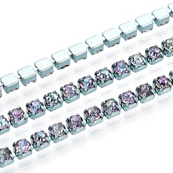 Фиолетовый Бархат Железо горный хрусталь чашка цепи, с катушкой, пурпурного бархата, 2x2x2 мм, Около 10 ярдов / рулон