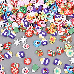 (52) Непрозрачная лаванда Ручной полимерной глины кабошонов, Новогодняя тема, разнообразные, разноцветные, 4~8x4~6x0.3~1 мм