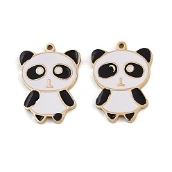 Панда 304 подвески из нержавеющей стали, с эмалью, ионное покрытие (ip), реальный 18 k позолоченный, панда, 16.5x12.5x1.5 мм, отверстие : 1 мм