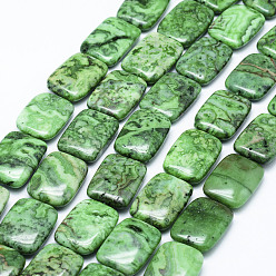 Lime Green Natural Crazy Lace Agate Beads Strands, Rectangle, Dyed, Lime Green, 25~26x18~19x6~7.5mm, Hole: 1mm, about 16pcs/strand, 15.7 inch(40cm)