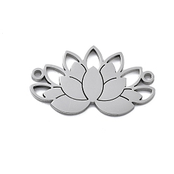 Нержавеющая Сталь Цвет 304 подвески с полыми соединителями из нержавеющей стали, цветок лотоса, цвет нержавеющей стали, 14x23.5x1 мм, отверстие : 1.2 мм