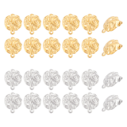 Золотой & Цвет Нержавеющей Стали 32 шт. 2 цвета 304 фурнитура для сережек-гвоздиков из нержавеющей стали, с горизонтальными петлями, овальные, золотые и нержавеющая сталь цвет, 23.5x19.5 мм, отверстие : 1.6 мм, штифты : 0.9 мм, 16 шт / цвет