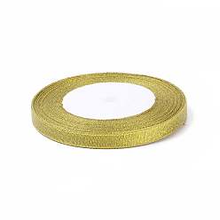 Gold Glitter Metallic Ribbon, Sparkle Ribbon, DIY Material for Organza Bow, Double Sided, Golden, Size: about 3/8 inch(10mm) wide, 25yards/roll(22.86m/roll), 10rolls/group, 250yards/group