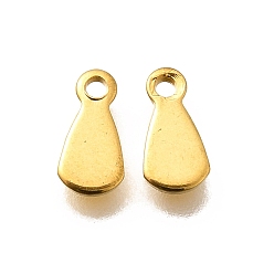 Настоящее золото 18K 304 брелоки из нержавеющей стали для штамповки заготовок, очарование слезы, реальный 18 k позолоченный, 8x4x1 мм, отверстие : 1.2 мм