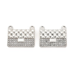 Платина Подвески из сплава с покрытием стойки со стразами, пакет, платина, 16x20.5x4 мм, отверстие : 1.8 мм