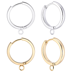 Золотой & Серебряный 16 шт. 2 цвета 201 фурнитура для сережек-колец из нержавеющей стали, с вертикальной петлей, с 316 хирургическими серьгами из нержавеющей стали, кольцо, золотой и серебряный, 20x3 мм, отверстие : 2.7 мм, штифты : 1 мм, 8 шт / цвет