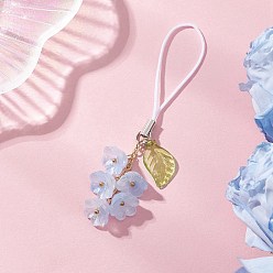 Светло-Голубой Цветочные украшения ручной работы в технике лэмпворк и акриловые подвески, с нейлоновым ремешком, Небесно-голубой, 85 мм