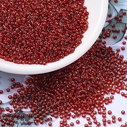 (RR11) Silverlined Ruby Миюки круглые бусины рокайль, японский бисер, (rr 11) серебристый рубин, 11/0, 2x1.3 мм, Отверстие: 0.8 мм, о 1100 шт / бутылка, 10 г / бутылка