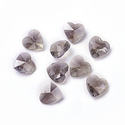 Розово-Коричневый Романтические Валентина идеи стеклянные брелоки, граненые подвески сердца, розово-коричневый, 14x14x8 мм, отверстие : 1 мм