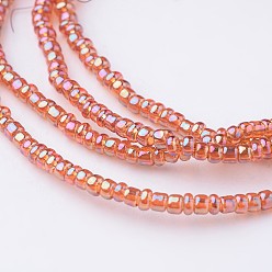 Dunkelorange Galvanisierte Glasperlen Stränge, Rondell, dunkelorange, 2x1 mm, Bohrung: 0.5 mm, ca. 480 Stk. / Strang, 18.8 Zoll