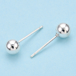 Серебро 925 серьги-гвоздики из стерлингового серебра круглой формы, серебряные, 5 мм, штифты : 0.8 мм
