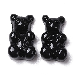 Black Resin Cabochons, Bear, Black, 12.5x7x4mm