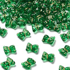 Зеленый Прозрачные акриловые бусины, медведь, золотой металл обвитыми, зелёные, 17x15x8.5 мм, отверстие : 1.8 мм, Около 420 шт / 500 г