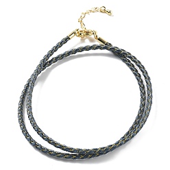 Прусский Синий Изготовление плетеных ожерелий из полиэфирного шнура, с латунной фурнитурой , нержавеющая сталь застежками, долговечный, золотые, берлинская лазурь, 18-3/4 дюйм (47.5 см)