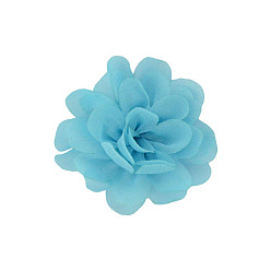 Deep-Sky-blau Handgefertigte gewebte Ornament-Accessoires, 3d Blume aus Chiffonstoff, Deep-Sky-blau, 50 mm