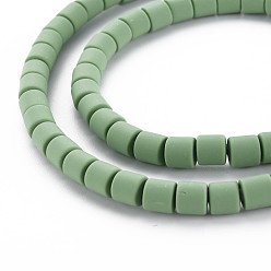 Light Green Handmade Polymer Clay Bead Strands, Column, Light Green, 6.5x6mm, Hole: 1.2mm, about 61pcs/strand, 15.75 inch(40cm)