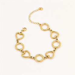 Сердце Модные 304 из нержавеющей стали ссылка цепи браслеты, золотые, сердце, 6-1/4 дюйм (16 см)