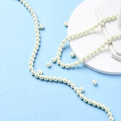 Honeydew Eco-Friendly Dyed Glass Pearl Round Beads Strands, Grade A, Cotton Cord Threaded, Honeydew, 8mm, Hole: 0.7~1.1mm, about 52pcs/strand, 15 inch