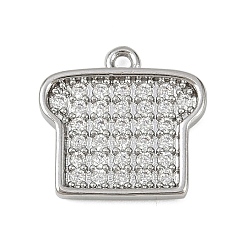 Платина Латунные микропаве прозрачные кубические циркониевые подвески, без кадмия, без никеля и без свинца, долговечный, платина, 14.5x15.5x3 мм, отверстие : 1.4 мм