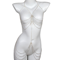 Серебро Бабочка сплав полный кристалл горный хрусталь сексуальная кисточка ночной клуб тело цепи, серебряные, 300 мм