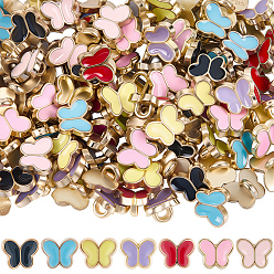 (52) Непрозрачная лаванда 140 шт. 7 цветные кнопки из сплава эмали, 1-луночное, бабочка, разноцветные, 5x6x3 мм, отверстие : 1.5x1 мм, 20 шт / цвет