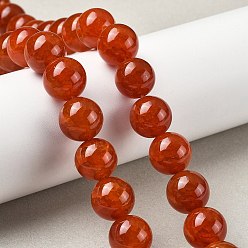 (123L) Белый крем непрозрачный блеск Природные многоцветные агат бисер пряди, окрашенная и подогревом, круглые, огнеупорный кирпич, 14 мм, отверстие : 1.5 мм, около 28 шт / нитка, 15.31'' (38.9 см)